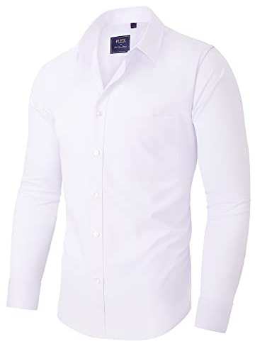 siliteelon Hemd Herren Bügelfrei Weißes Herren Hemden Langarm Weiss Stretch Anzug Hemd Weiß Regular fit Herrenhemd Baumwolle Freizeithemd Weisses Businesshemd für Männer Arbeit Büro Hochzeit Party 3XL