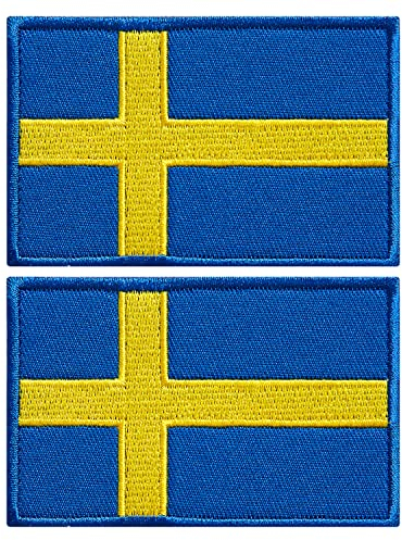 stidsds 2 Stück Schweden-Flagge Patch Schweden Flaggen bestickte Aufnäher schwedische Flaggen Militär Taktischer Aufnäher für Kleidung Hut Rucksäcke Stolz Dekorationen