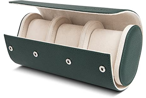 MINOIC Uhrenrolle Leder - Watch Roll - Uhrenrolle 3 Uhren - Uhren Reiseetui - Uhrenbox für 3 Uhren - Leder Uhrenetui für Herren - Vornehme Uhrenbox für 3 Uhren