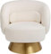 Kare Design Drehsessel Orion, Weiß/Gold, 360 Grad Drehbar, Stabiler Sessel mit Armlehne, Inklusive Dekokissen, 150kg max. Belastbarkeit, für Wohnzimmer, Lounge, 71x78x76 cm (H/B/T)