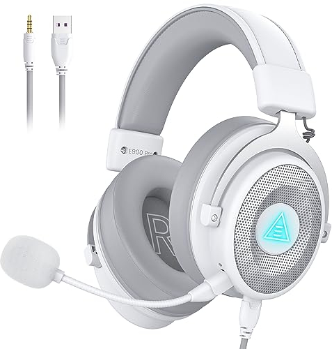 EKSA Cuffie Gaming, E900Pro Cuffie PS5 con audio surround 7.1 e microfono con cancellazione del rumore, Jack Audio USB & 3,5mm, Cuffie PC super leggere con luce LED per PC/Mac/Switch/PS4/PS5/Xbox One