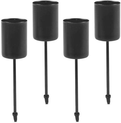 ForHome Adventskranz Kerzenhalter,4 Stück Schwarzen Kerzenhaltern Set,Metall Kerzenhalter Stabkerze,Kerzenständer,Vintage Kerzen Stände,​ für Valentinstag Weihnachten Hochzeit Esszimmer
