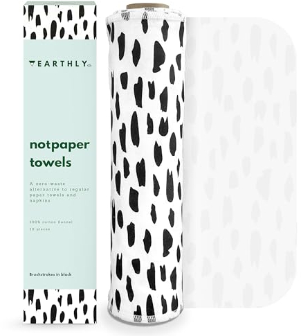 Earthly Co. Wiederverwendbare Papierhandtücher, 10 Stück, Rolle waschbares Baumwolltuch, Papierlose, wiederverwendbare Servietten, waschbar, saugfähig und langlebig, Zero Waste Produkte –