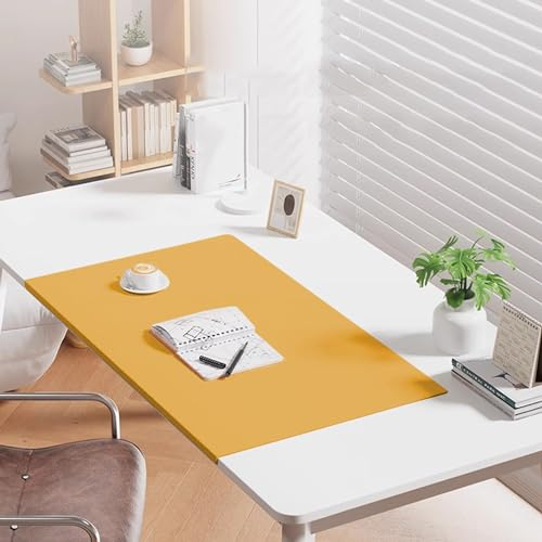 Büro-Computer-Schreibtischmatten, Leder-Schreibtischunterlagen, Schreibtischunterlagen, Tischschutz, Laptop-Matten, Tastatur-Pad, Desktop-Matte mit Kantenschutz für Zuhause/Dekor, 70 x 40 cm, Gelb