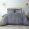 Utopia Bedding Rüsche Bettwäsche 200x200 Set - Mikrofaser Bettbezug 200x200 cm + 2 Kissenbezüge 80x80 cm - Grau
