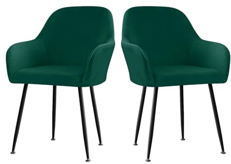 LIFEDX Stuhlhusse Stuhlbezug Samt Stretch 2er/4er/6er Set, Gebogen Stuhlbezüge Rückenlehne mit Armlehne Abnehmbar, Stuhlüberzug Esszimmerstühle Modern Bürostuhl Bezug Stuhl Beschützer-Green||2PCS
