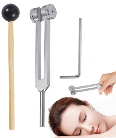 Stimmgabel 128 Hz, Stimmgabel - Stimmgabeln mit Schlaghammer und Schlägel | Genaues Frequenzdiagnoseset, inklusive Stimmgabelhammer für Entspannung, Yoga