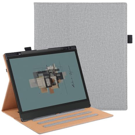 Vakarey Per Boox Note Air 4 C Cover con Portapenne,Intelligente In Pelle PU Custodia per Boox Note Air 3C B/W con Cinturino da Polso,Grigio