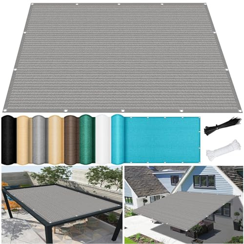 Sunsegel 1.8 x 3.7 m Wasserdurchlässig & Atmungsaktiv UV Schutz Quadrat Sonnensegel Sonnenschutz mit Ösen für Gewächshaus,Pflanzen, Hellgrau