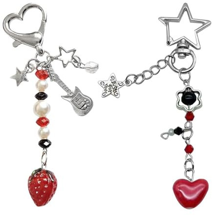 EHDWXVZM 2 Stück Perlen-Schlüsselanhänger, Metallanhänger, Taschenanhänger, Handyanhänger, Personalisierte Kreative Schlüsselanhänger, Modeanhänger, Mädchen-Schlüsselanhänger