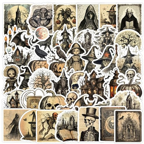 50 Pcs Halloween Horror Stickers for Kids Teens Adults Boys Girls Gift,Halloween Horror Stickers Pack for Laptop,Skateboar,Luggage,Car,Bike, Cup,Computer,Water Bottle Decor,Vinyl Waterproof Sticker