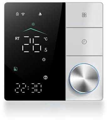 Thermostat Fussbodenheizung, 220V Smart Raumthermostat Knopf Fußbodenheizung Tuya WiFi WLAN für Elektrische Fußbodenheizung, Intelligent Kompatibel mit Alexa, Google Home,schwarz und weiß
