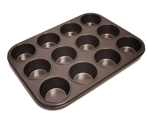 MIDHILL® 12 Cup Muffin Tray Non-Stick Carbon Steel Muffin Pan Strong Durable