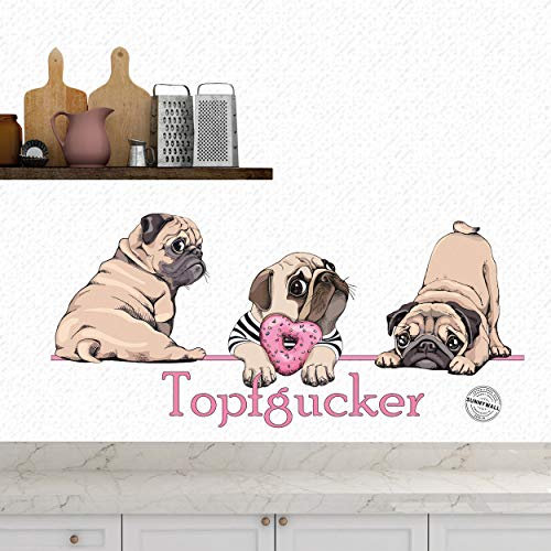 Topfgucker Sunnywall Wandtattoo Aufkleber Mops Hund Größe Größe 2