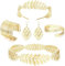 joonnair 5 STÜCKE Griechische Göttin Kostüm Set für Frauen: Kopfschmuck, Schmuck, Römische Göttin Haarreif Modeschmuck Set mit Blätter-Design, Lorbeerkranz für Braut Kostüm Hochzeit