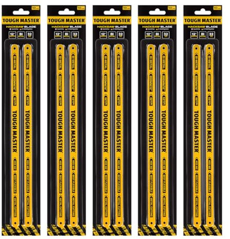 TOUGH MASTER Hacksaw Blades 300mm 50pcs Set Bow Saw 12 Replacement Blades, Professional 32TPI Bi-Metal Blades for Metal, Wood, PVC PEX ABS Plastic Pack of 50