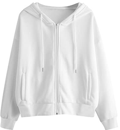 Felpa casual con cerniera frontale, felpa da donna, a maniche lunghe, con coulisse, con tasche, tinta unita, con cerniera, alla moda, con cappuccio, giacche leggere con tasche per donne e ragazze