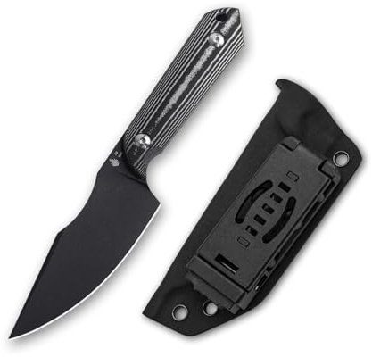Kizer Harpoon Feststehendes Messer, D2 Klinge Jagdmesser mit Schwarzem Micarta Griff, EDC Outdoor Messer mit Scheide, Wandern Camping Messer 1040A1