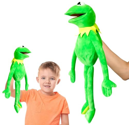 Handpuppe Frosch, Frog Handpuppe 60 cm, Plüsch Frosch Handpuppen für Kinder, Frog Plüschtier, Kuscheltier mit beweglichem Mund, Tierhandpuppe für Puppentheater und Lernspiel, Grün