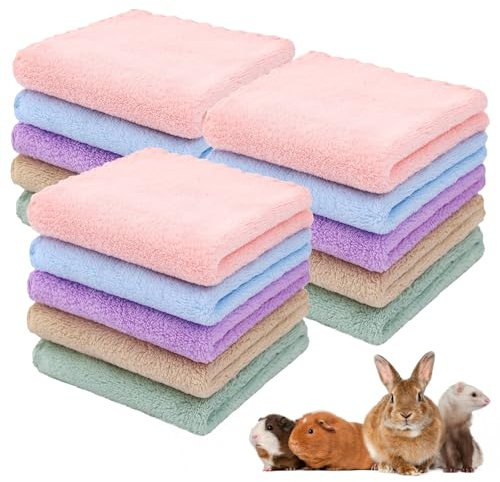Lot de 15 couvertures en polaire pour animaux de compagnie, cochons d'Inde, 35 x 75 cm, pour lapin, hamster, lapin, chinchilla, écureuil