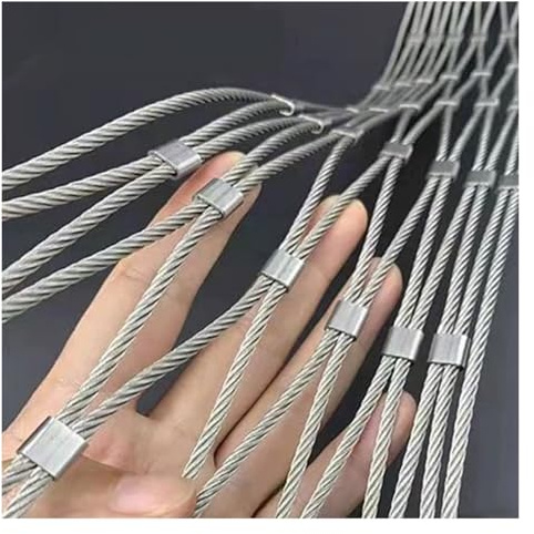 DTVEW 304 Edelstahl-Maschendraht, Flexibles Kabel-Drahtseil-X-Typ-Geflecht, 5cm/2mm Balkon-Absturzsicherung, Tierisolationszaun(0.6x16m)