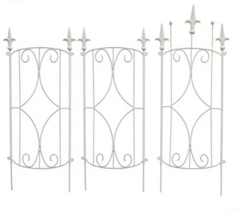 Grille en métal avec design incurvé pour soutenir le lierre et les plantes grimpantes, construction en acier robuste pour intérieur et extérieur (blanc)