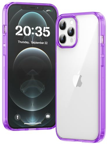 Voyahülle Clear Case for iPhone 12 Pro Max, Ultra Thin, Shockproof TPU Cover, Anti-Yellowing, Crystal Clear, Phone Case for Apple iPhone 12 Pro Max - Purple