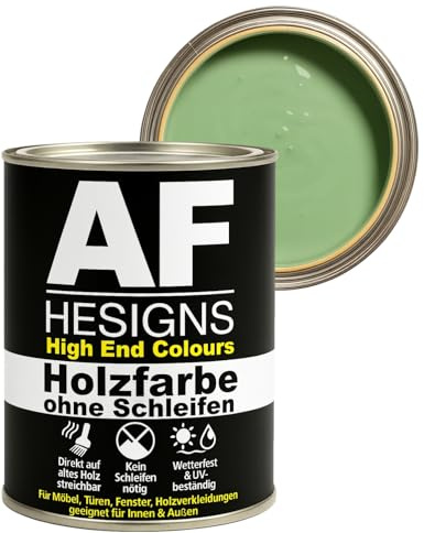 Alex Flittner Designs Peinture pour meubles sans ponçage en vert blanchi RAL6019 mat satiné 750ml Vernis pour meubles Bois & métal Intérieur/extérieur
