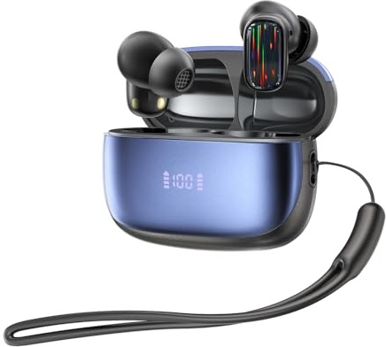 AMPLE Wireless Earbuds for iPad Pro & iPad with ANC Bluetooth 5.4 | Compatible with iPad (2025) iPad Pro 13 (2025) & Pro 11 (2025) earbuds with touch control & mic BT054, BLUE