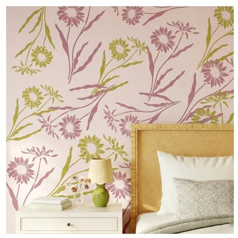 Grand pochoir mural réutilisable pour peinture de meubles, murs, pots de jardin, loisirs créatifs, décoration d'intérieur (XXL 40 x 76 cm)