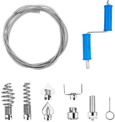 Chiluxendo Sonda Sturatubi 5M, Diametro 12 MM, Molla Sturatubi Professionale, Spirale Sturatubi, Sonda per Sturare Tubi di Scarico per Trapano, Tubo Stura Lavandini e Scarichi, Coclee di Drenaggio