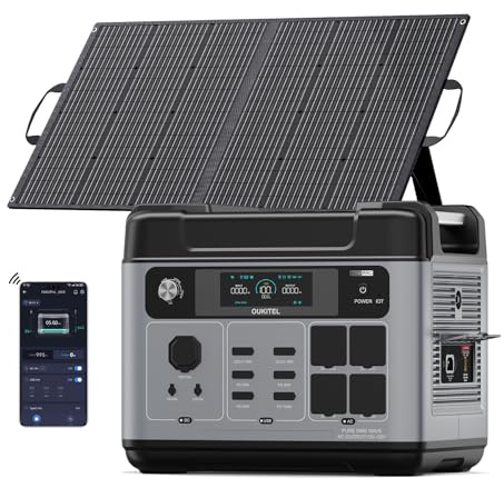 OUKITEL Powerstation 3200W Stromgenerator mit 2048Wh LiFePO4 Akku | Solargenerator mit 1*100W Solarpanel, USV <10ms, 2800W Schnellladung, 0-80% in 55 Min,für Haus, Camping & Wohnmobil