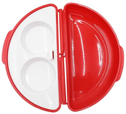 Teron Hornillo de tortilla para microondas, 2 en 1, para tortillas y huevos escalfados (rojo)