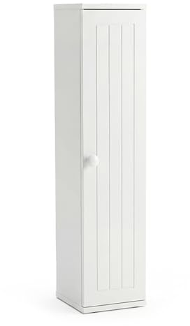COSTWAY Armoire de Papier Toilette sur Pied, Petit Meuble Salle de Bains avec 5 Compartiments, Étagères Amovibles, 2 Kits Anti-Renversement, Meuble de Rangement Étroit, 17 x 16 x 69 cm, Blanc