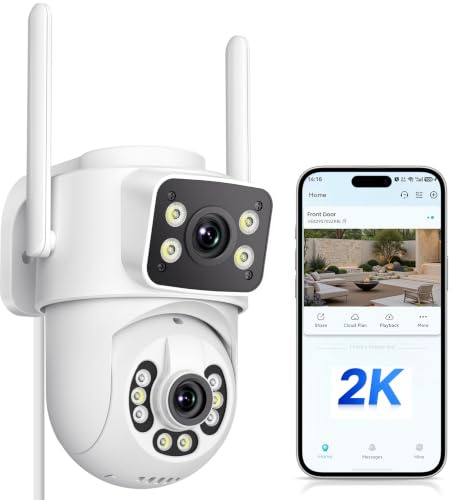 ANBIUX 2K/6MP Dual Lens PTZ Outdoor Security Camera | Home Security WiFi Camera, CCTV Camera with Cloud Storage, AI Human Tracking, Color Night Vision, Two-Way Audio, IP66