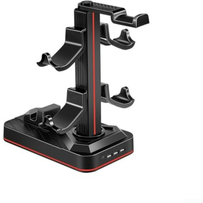 Dock per controller PS5 con luce, doppio supporto di ricarica per gamepad PlayStation 5, rack compatto in ABS per controller e cuffie