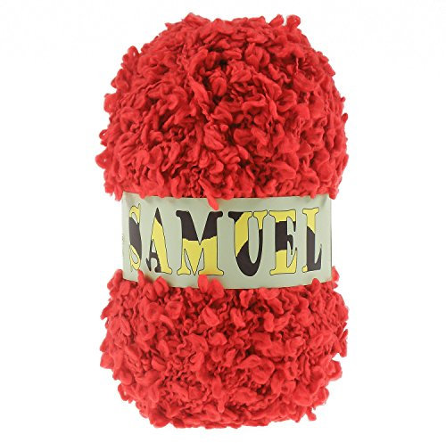 Boucle-Strickgarn Samuel Wolle 99m/100g Nadelstärke 7-8 Strickwolle, Farbauswahl, Farbe:1211 erdbeerrot