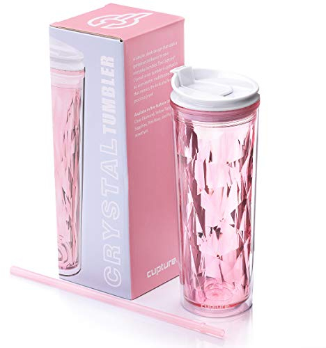 Cupture Crystal Click & Seal Shake Tumbler Cup for Hot or Cold Drinks - 22 oz (Pink Rose) by Cupture