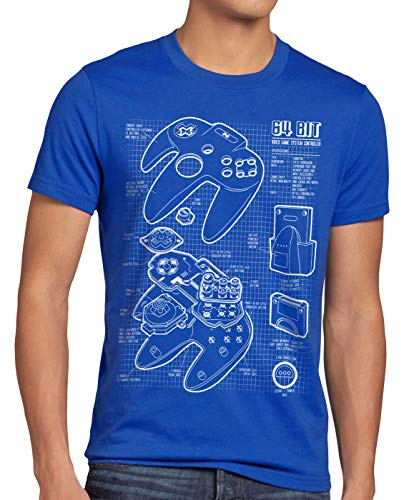 style3 N64 Controller Blaupause Herren T-Shirt 64-Bit Videospiel