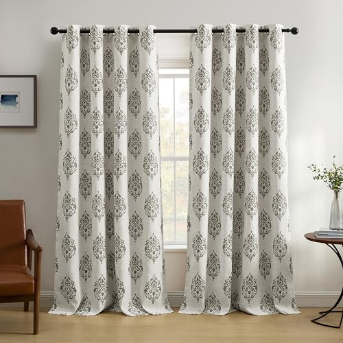 Threadmade Elrene Home Fashions Navara Medallion Room Darkening Window Curtain Panel, 52 x 95 (1, Gray