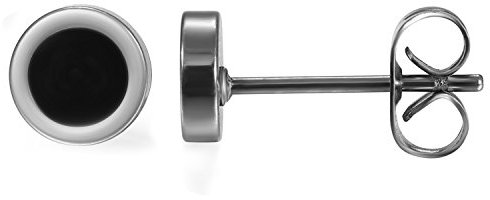 JewelryWe Schmuck Elegante schlicht klassische runde Ohrstecker Ohrringe Edelstahl Schwarz/Silber 6mm für Damen und Herren