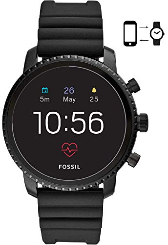 Fossil Men's Gen 4 Smartwatch Explorist HR Black Silicone with Activity Tracker, GPS< Heart Rate Tracking and Notifications