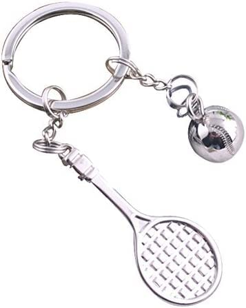 SunnyGod Life Essential Daily Gadgets Sports Keyfob Accessories Tennis Racket Keychain Table Tennis Bat Pendant Badminton Ball Keyrings (Color : A)