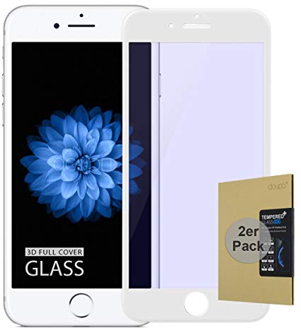 doupi 2X FullCover Panzerfolie für iPhone 6 / 6S (4,7 Zoll), Preimium 9H Hartglas HD Displayschutz Anti Kratzer Glas Schutzfolie (2er Pack), weiß