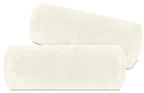 npluseins 2er Pack Kissenhüllen aus Coral-Kuschel-Fleece (2 Stück) 1257.1667, ca. 40 x 15 cm, weiß
