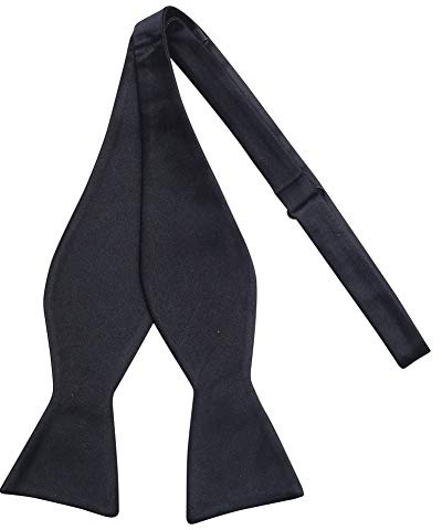 iHomor 100% Silk Mens Bowtie Self Tie Bow Tie Bowtie Tuxedo Wedding Solid Color Formal Bow Ties for Man Many Colors (Black)