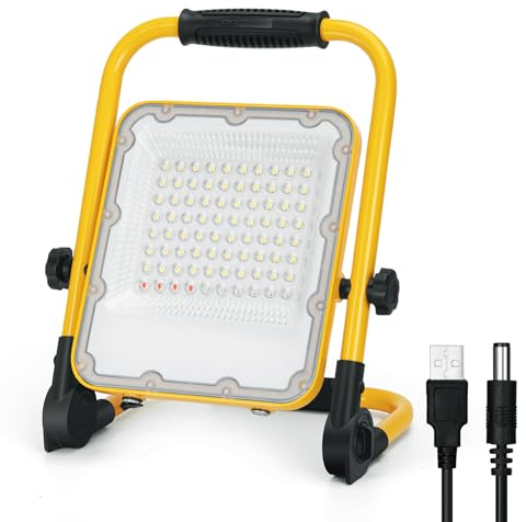 Aigostar - Lampada led ricaricabile,50W Faretto a batteria,lampada da lavoro portatile,4 Modalità Regolabili,Funzione SOS,IP65,per Campeggio,Officina,Garage,Cantiere,Situazioni di emergenza