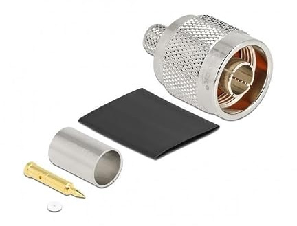 Delock N Stecker zum Crimpen LMR 300 mit passendem Schrumpfschlauch