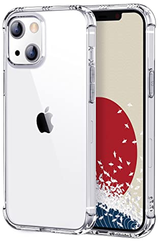ONES iPhone 13 HD Transparent Hülle - MIL Schutz『 Stoßfeste Airbags 』『 Lautsprecher-Resonanz 』〔 Bildschirm&Objektivschutz 〕〔 rutschfest 〕〔 Riemenloch 〕 Robust, Dünn, Leicht, Anti-Gelb Silikonhülle