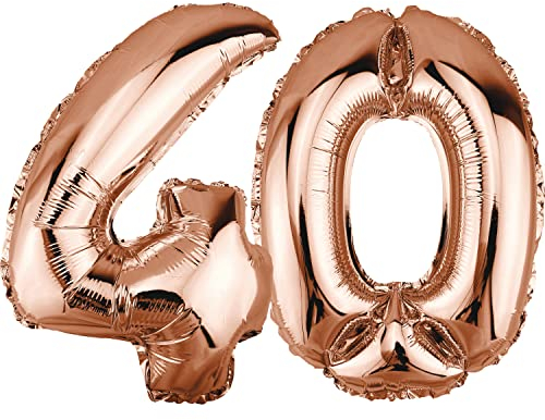 DekoRex Folienballon Rosegold 82cm Geburtstag Jubiläum Hochzeit Deko (Zahl 40)